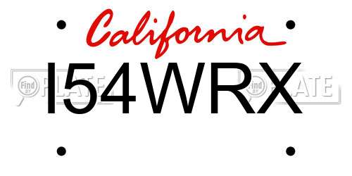 I54WRX California License Plate