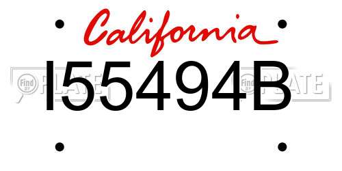 I55494B California License Plate