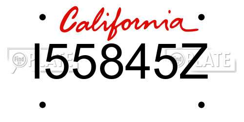 I55845Z California License Plate