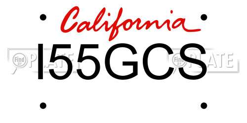 I55GCS California License Plate