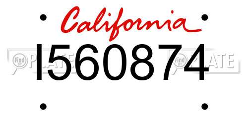 I560874 California License Plate