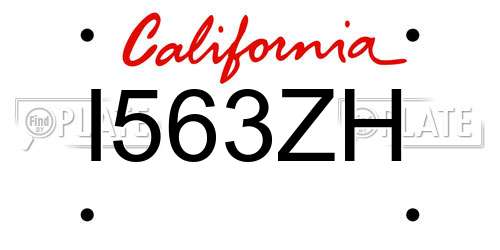 I563ZH California License Plate