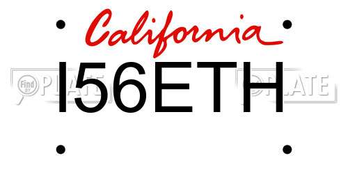 I56ETH California License Plate