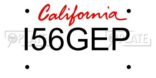 I56GEP California License Plate