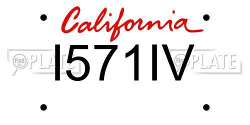 I571IV California License Plate