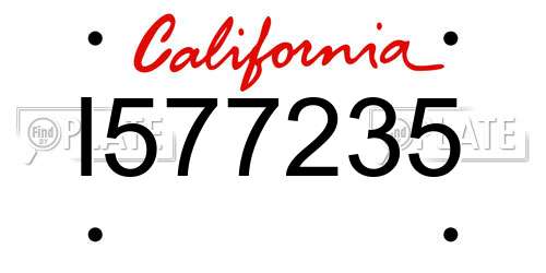 I577235 California License Plate
