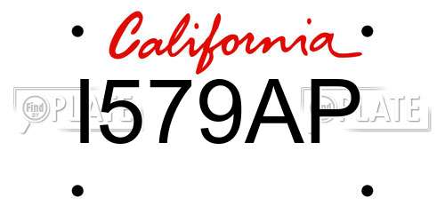 I579AP California License Plate
