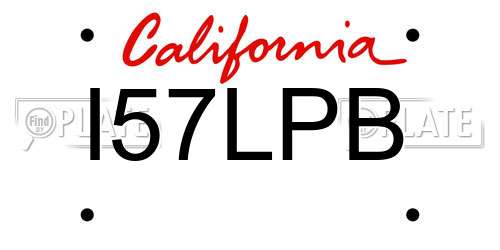I57LPB California License Plate