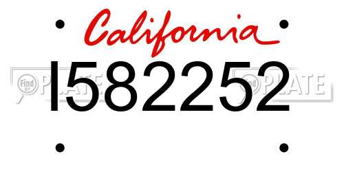 I582252 California License Plate