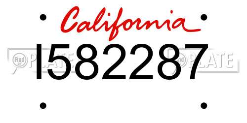 I582287 California License Plate