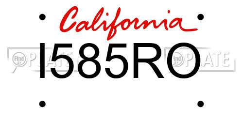 I585RO California License Plate