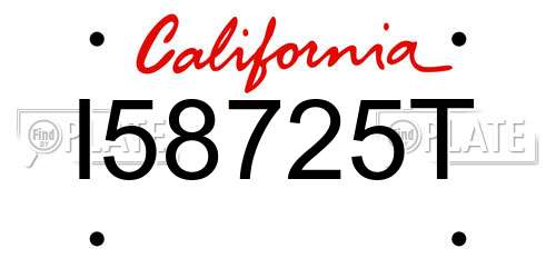 I58725T California License Plate