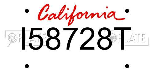 I58728T California License Plate