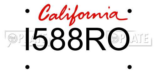 I588RO California License Plate