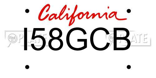 I58GCB California License Plate