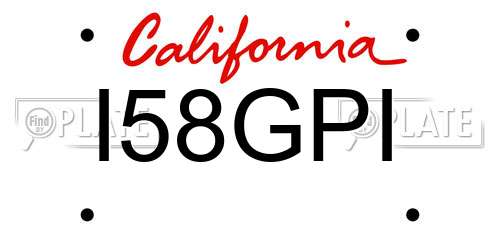 I58GPI California License Plate