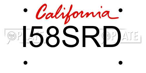 I58SRD California License Plate