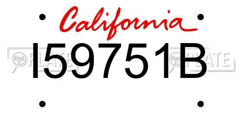 I59751B California License Plate