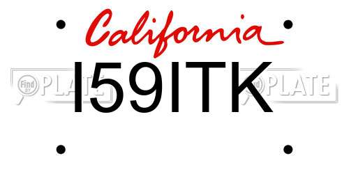 I59ITK California License Plate