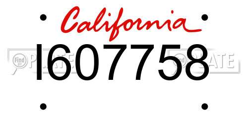 I607758 California License Plate