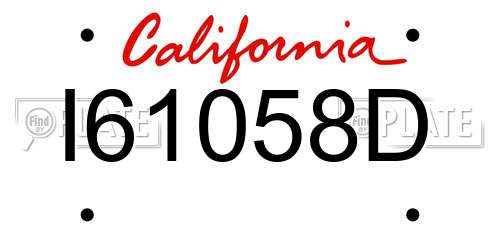 I61058D California License Plate