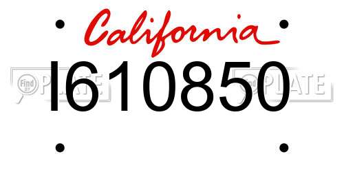 I610850 California License Plate