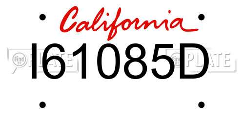 I61085D California License Plate