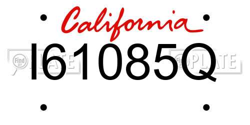 I61085Q California License Plate