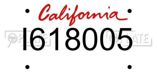 I618005 California License Plate