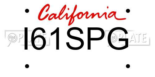 I61SPG California License Plate