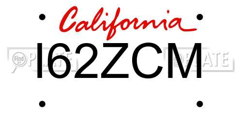 I62ZCM California License Plate