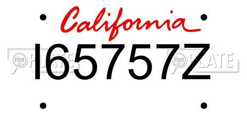 I65757Z California License Plate