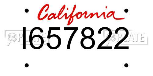 I657822 California License Plate