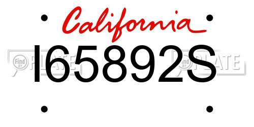 I65892S California License Plate