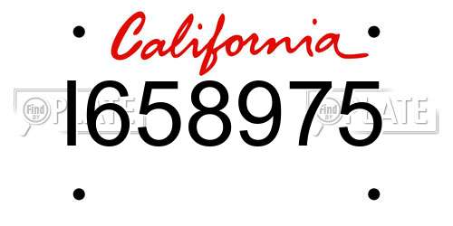 I658975 California License Plate