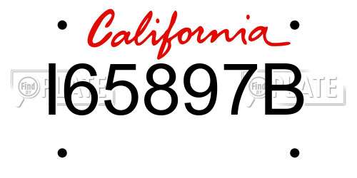 I65897B California License Plate