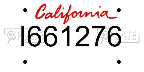I661276 California License Plate