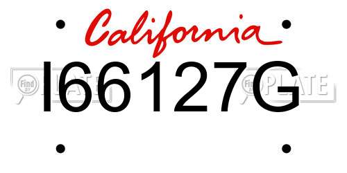 I66127G California License Plate