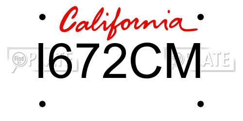 I672CM California License Plate
