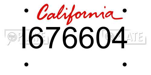I676604 California License Plate