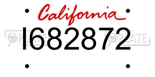 I682872 California License Plate