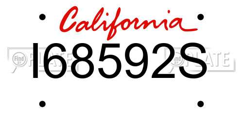 I68592S California License Plate
