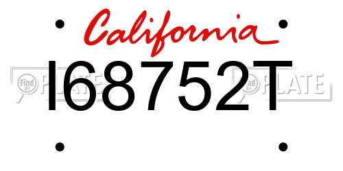 I68752T California License Plate