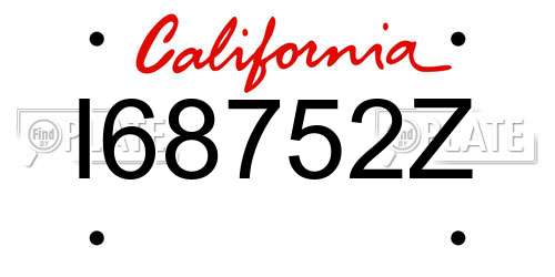 I68752Z California License Plate