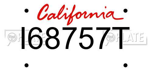 I68757T California License Plate