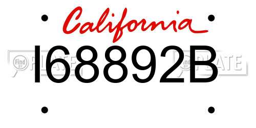 I68892B California License Plate