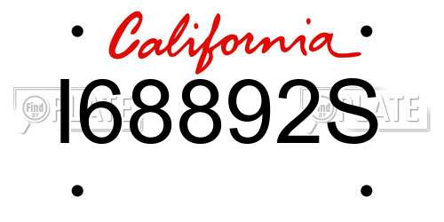 I68892S California License Plate