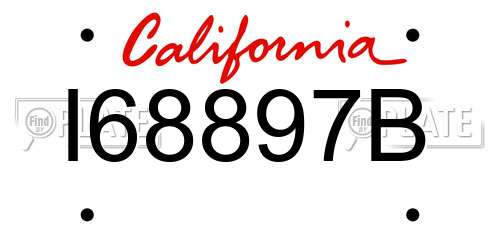 I68897B California License Plate