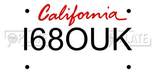 I68OUK California License Plate