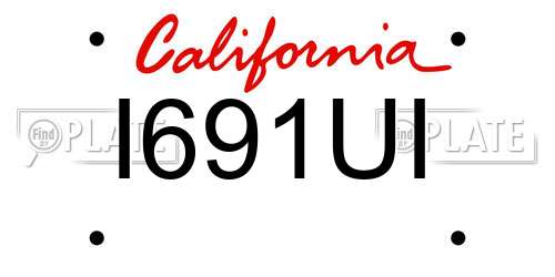I691UI California License Plate
